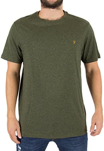 Farah Vintage Men's Denny Slim Fit Marled Logo T-Shirt, Green, X-Large
