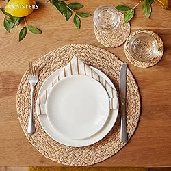 CY SISTERS Round Placemats Set of 6 Rattan