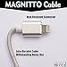 MAGNITTO Premium Compact Magnetic USB Charger Cable Adapter for iPhone 5, 5c, 5s, SE, 6, 6 Plus, 6s, 6s Plus, 7, 7 Plus, iPad, iPod, Nylon Braided 8-Pin Lightning to USB cord ( 2 Pack Silver )