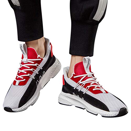 DondPO Walking Athletic Shoes Comfort Casual Fashion Sneaker Cross Training Running Footwear for Men Red - Thumbnail 4