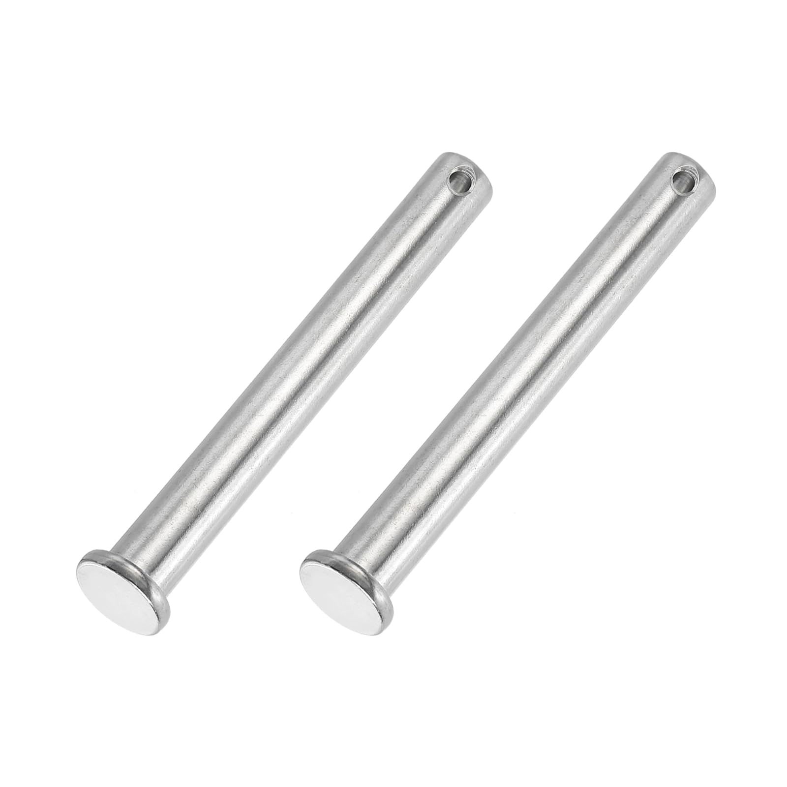 PATIKIL 12 x 100 mm Single Hole Clevis Pins, 2 Pcs 304 Stainless Steel Flat Head Pin for Hitch Pin Lock Link Hinge Systems, Silver