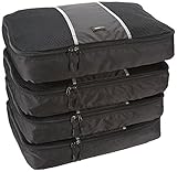 AmazonBasics Packing Cubes - Large, Black and Gray (4-Piece Set)