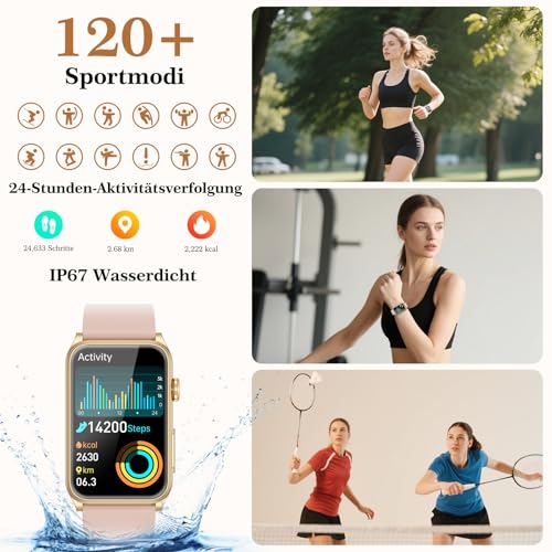 Marsyu 2026 Women's Smartwatch with ECG/Blood Pressure/HRV/Sleep Monitor/BMI, 1.57 Inch Health Watch with Phone Function, 24H Blood Pressure Monitor, Uric Acid, Heart Rate Monitor, SpO2, Menstrual