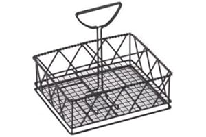 GET G.E.T. 4-931832 Black Metal Five Compartment Condiment Caddy Iron Powder Coated Table Caddies Collection, 9" x 7", Set of 1