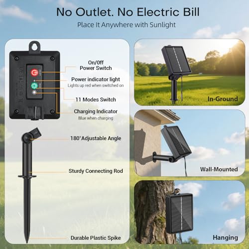Zorela Solar Garden Lights Outdoor, 50 LED Colour Change Solar String Lights Waterproof, 7M/23Ft Garden Fairy Lights Solar Powered 11 Light Modes for Patio Yard Balcony Christmas Parties Wedding
