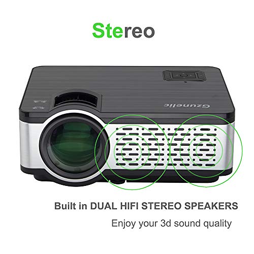 Gzunelic 8000 Lumens Native 1080p Projector Built in Speakers LED LCD