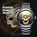 Watch,Mens Fashion Large Face Gold Skull Watch with Bracelet Link Band,Stylish Cool Stainless Steel 98 FT Waterproof Watch for Men
