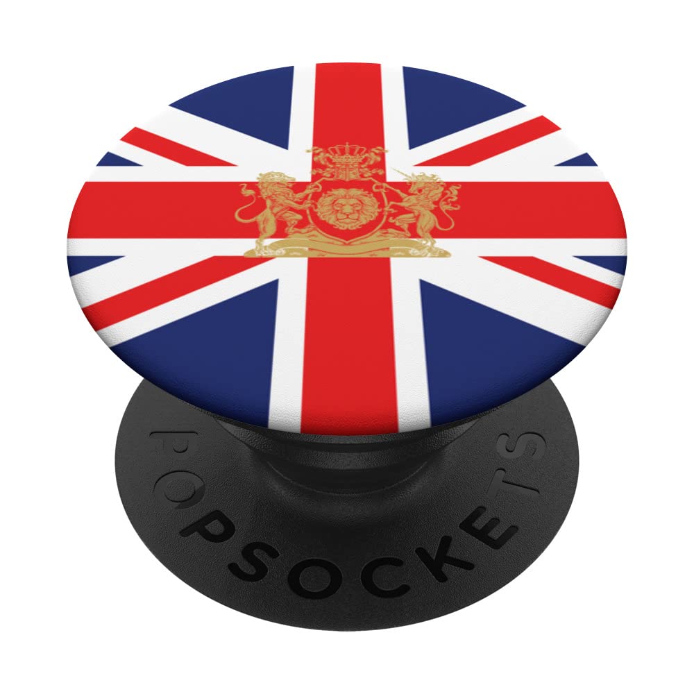 BRITISH UNION JACK FLAG WITH ROYAL CREST, UK, UNITED KINGDOM PopSockets Swappable PopGrip
