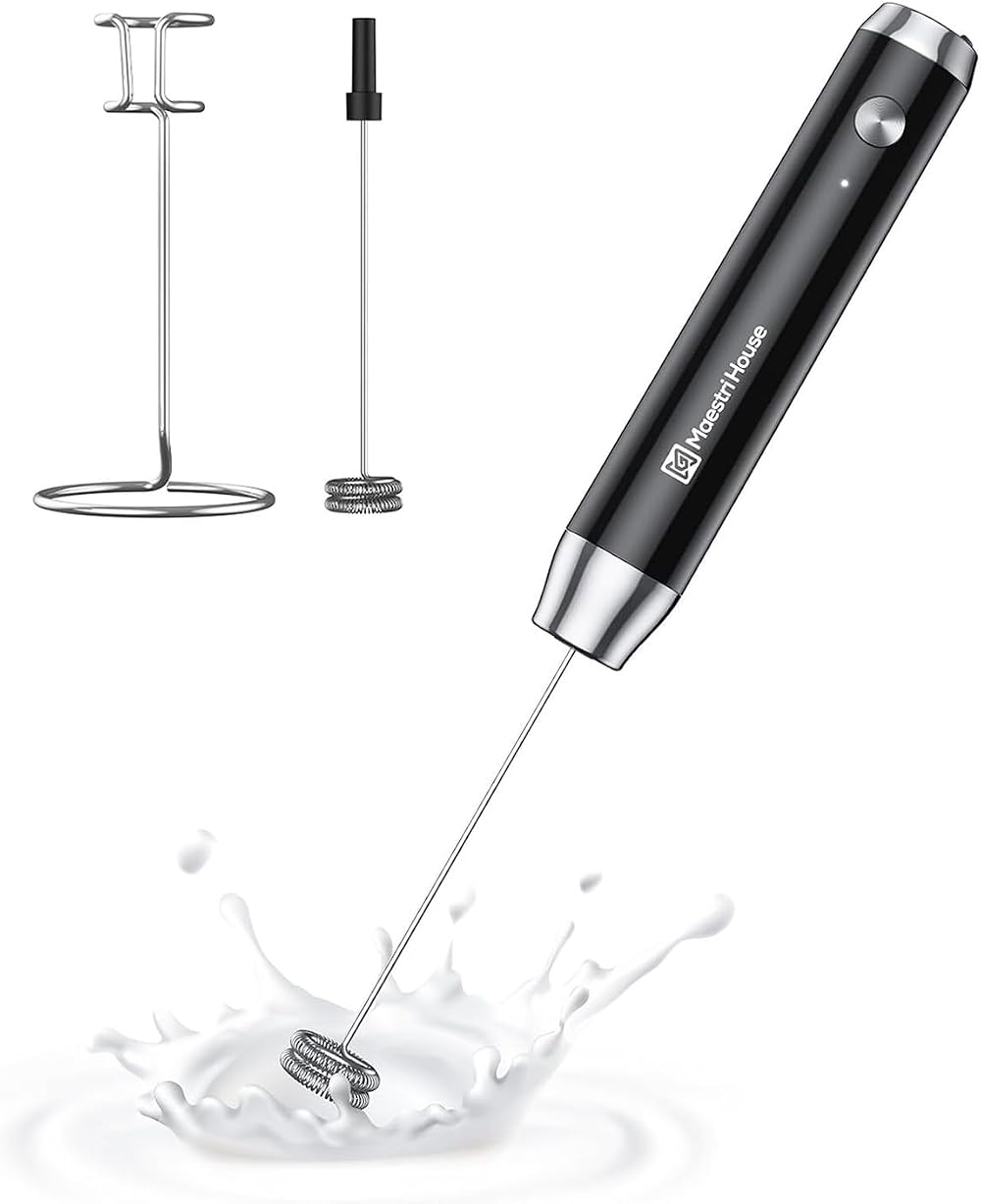 Maestri House Rechargeable Milk Frother with Stand USB-C 1200mAh 8000RPM