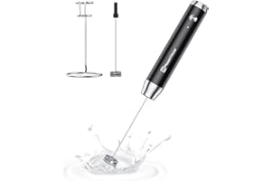 Maestri House Rechargeable Milk Frother with Stand, LunaFro Handheld Electric Foam Maker Waterproof Detachable Stainless Steel Whisk Drink Mixer Foamer for Lattes, Cappuccino