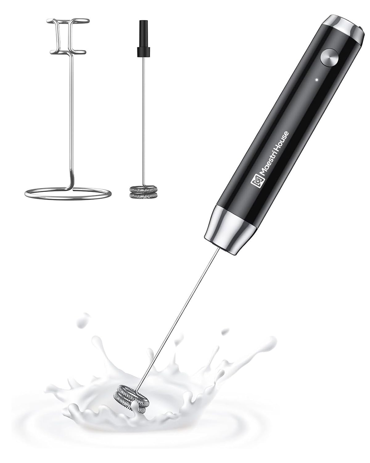 Photo 1 of Maestri House Rechargeable Milk Frother with Stand, LunaFro Handheld Electric Foam Maker Waterproof Detachable Stainless Steel Whisk Drink Mixer Foamer for Lattes, Cappuccino