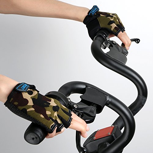 Boy Girl Child Children Kid Half Finger Fingerless Short Shock-absorbing No-Slip Pro Cycling Gloves Mitten for Cycling MTB Exercise Skate Skateboard Roller Skating Other Sports (army green)