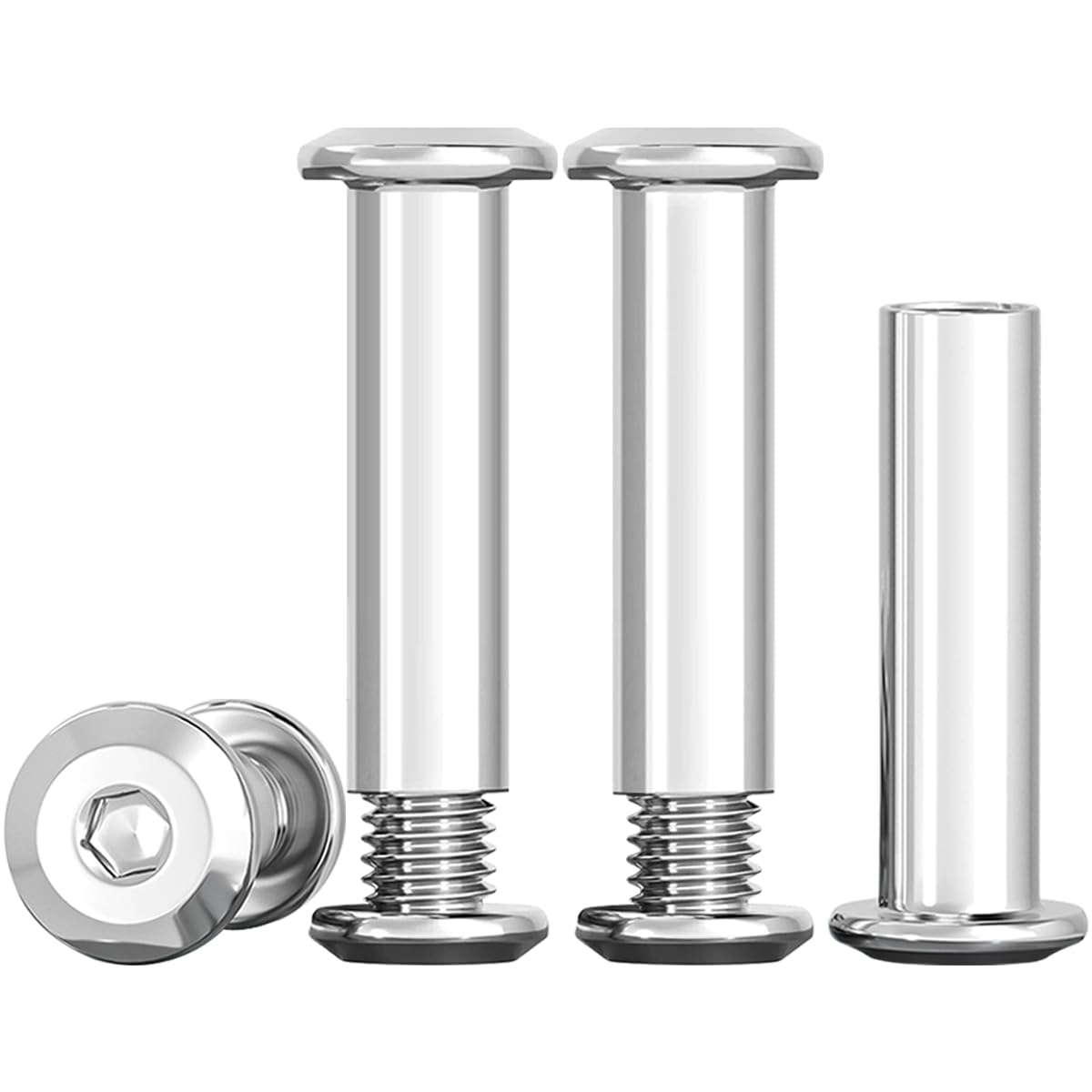 Drenky Connecting Screws M6 Stainless Steel Screws Connecting Bolts 10 Sets Barrel Nuts Kit M6 X 25mm Hexagon Furniture Bolts Flat Hex Bolt for Bed, Door, Table, Chair, Worktop, Cabinet