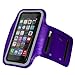 i2 Gear Cell Phone Armband Case for iPhone SE 2016, 5, 5S, 5C, 4S, 4 - Running Phone Holder with Adjustable Arm Strap and Key Holder (Purple)