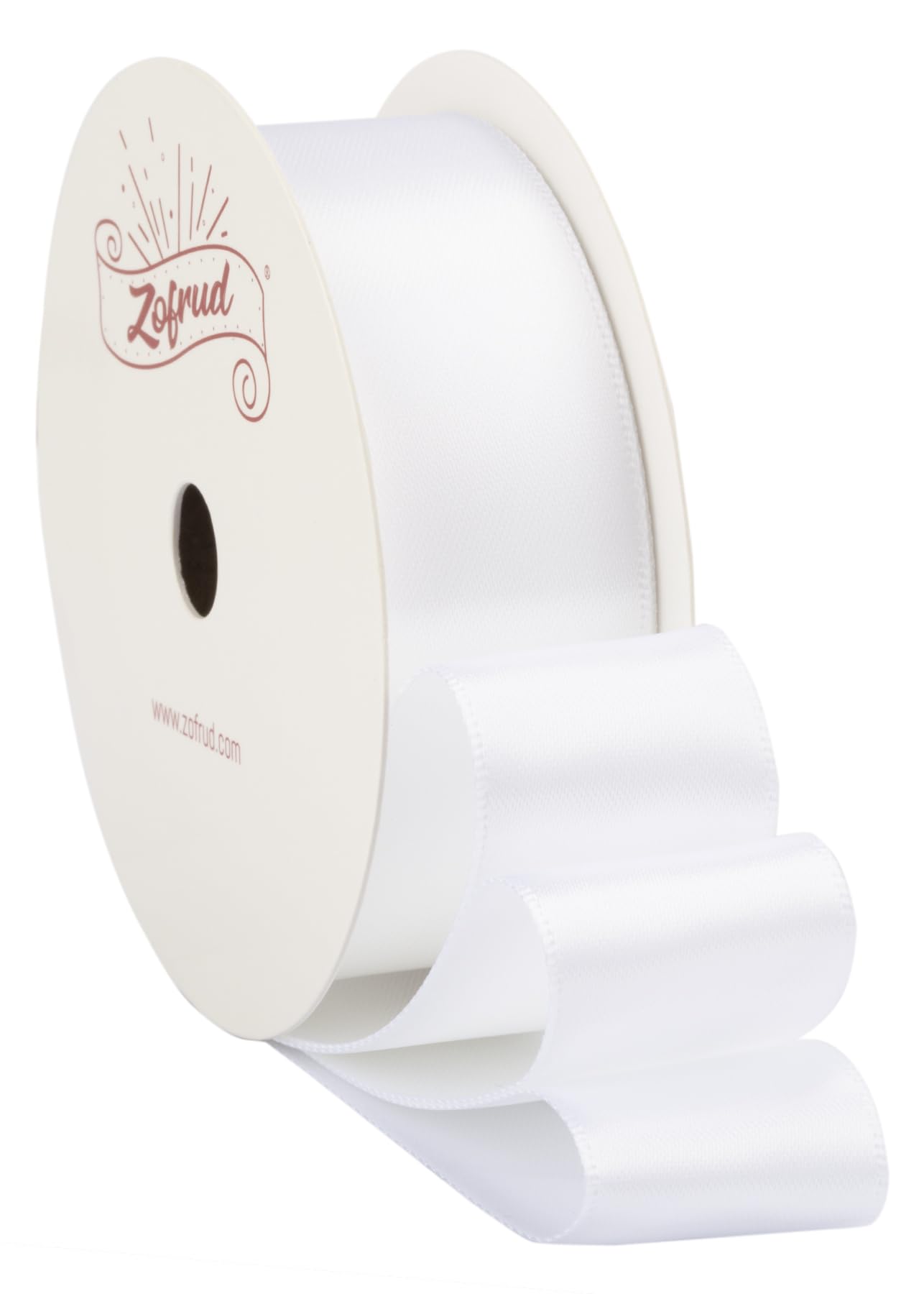 Zofrud White Satin Ribbon 25mm x 9 Meters - Ideal for Crafts, Gift Wrapping, Flower Bouquet, and Weddings