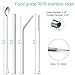 LPOLER Reusable Stainless Steel Metal Straws Drinking for 30 oz and 20 oz Tumblers, Long Handle Iced Tea Spoon Coffee Ice Cream Cocktail Stirring Spoons Set of 4, Included Cleaning Brushes