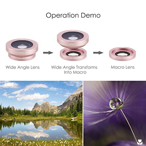Wallfire 3 in 1 Cell Phone Lens with 3 Adjustable Brightness Fill Light,15X Macro 0.4X-0.6X Wide Angle Lens, HD Camera Lens for iPhone 7/7 Plus/6s/6s Plus/6/5, Samsung & Most Smartphones - Thumbnail 3