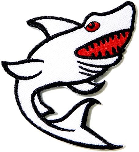White Shark Fish Fishing Sea Animal Logo Jacket T shirt Patch Sew Iron on Embroidered Applique Badge Custom Gift