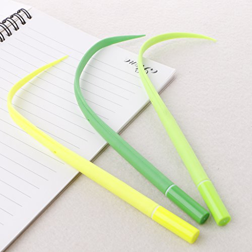 Woolf's House 3Pcs Cute Grass Shape 0.38mm Gel Pen Blakc Ink Stationery School Office Supplies(Color Random) - Thumbnail 2