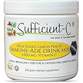 Sufficient-C High-Dosed 4000 mg. Vitamin C Lemon Peach Immune-Ade Drink Mix 250 gram Size - Refreshing with Generously Dosed