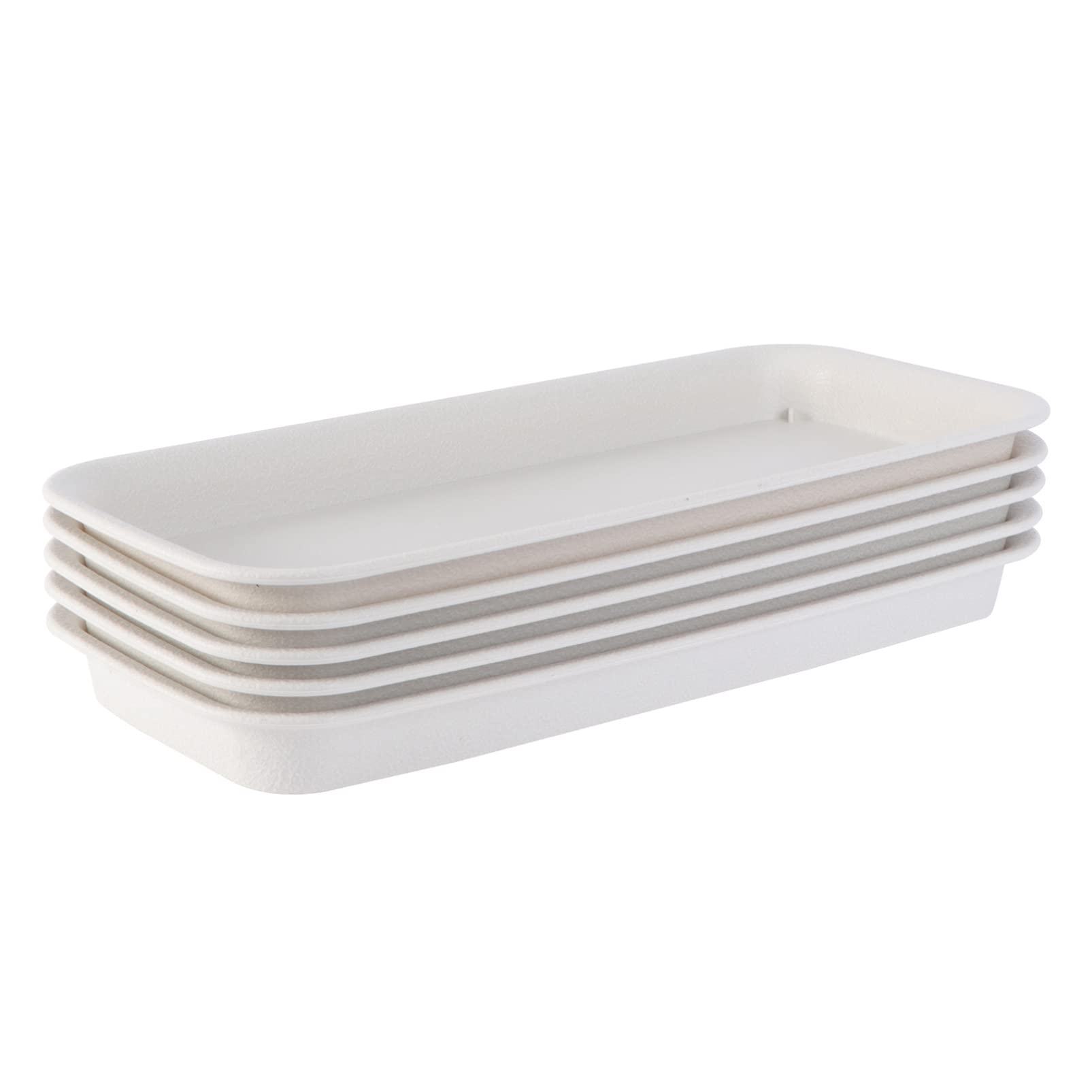 5pcs Rectangular Plastic Flower Pot Trays, Breathable & Degradable, Suitable for Indoor and Outdoor Plants, Beige - Durable Water Saving Solution