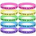 GOGO 10 PCS Never Give Up Silicone Wristbands, Glow-in-The-Dark Rubber Bracelets