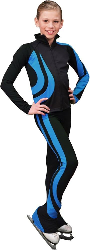 ChloeNoel P26 - Swirls Figure Skating Pants Turquoise Adult Small: Clothing