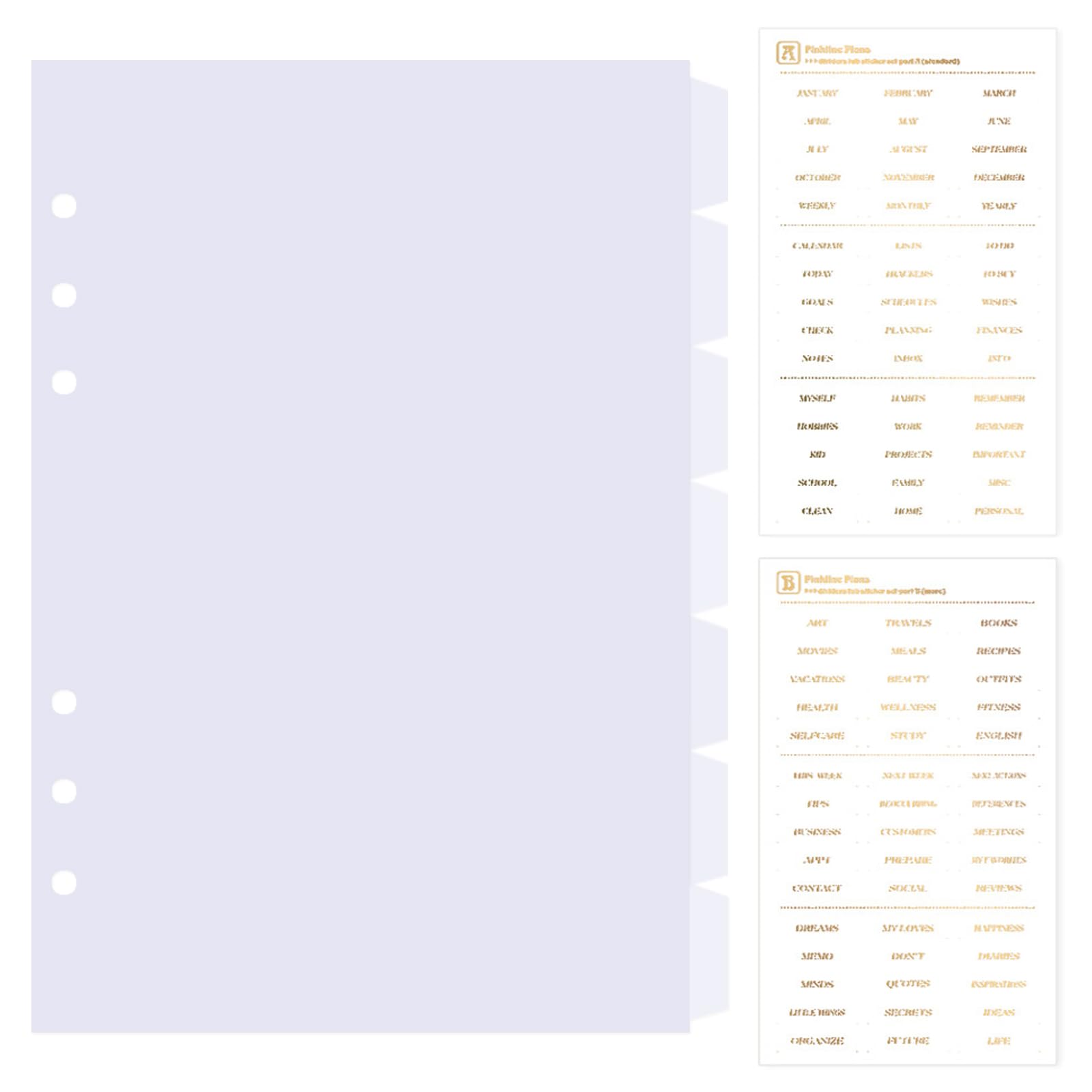 DY.2ten Clear Dividers for 6 Ring Binder, 7-Tab Sturdy Plastic Dividers, A5 Index Divider, 6 Hole Binder Dividers, Insertable Notebook Planner Tab Dividers for Binders