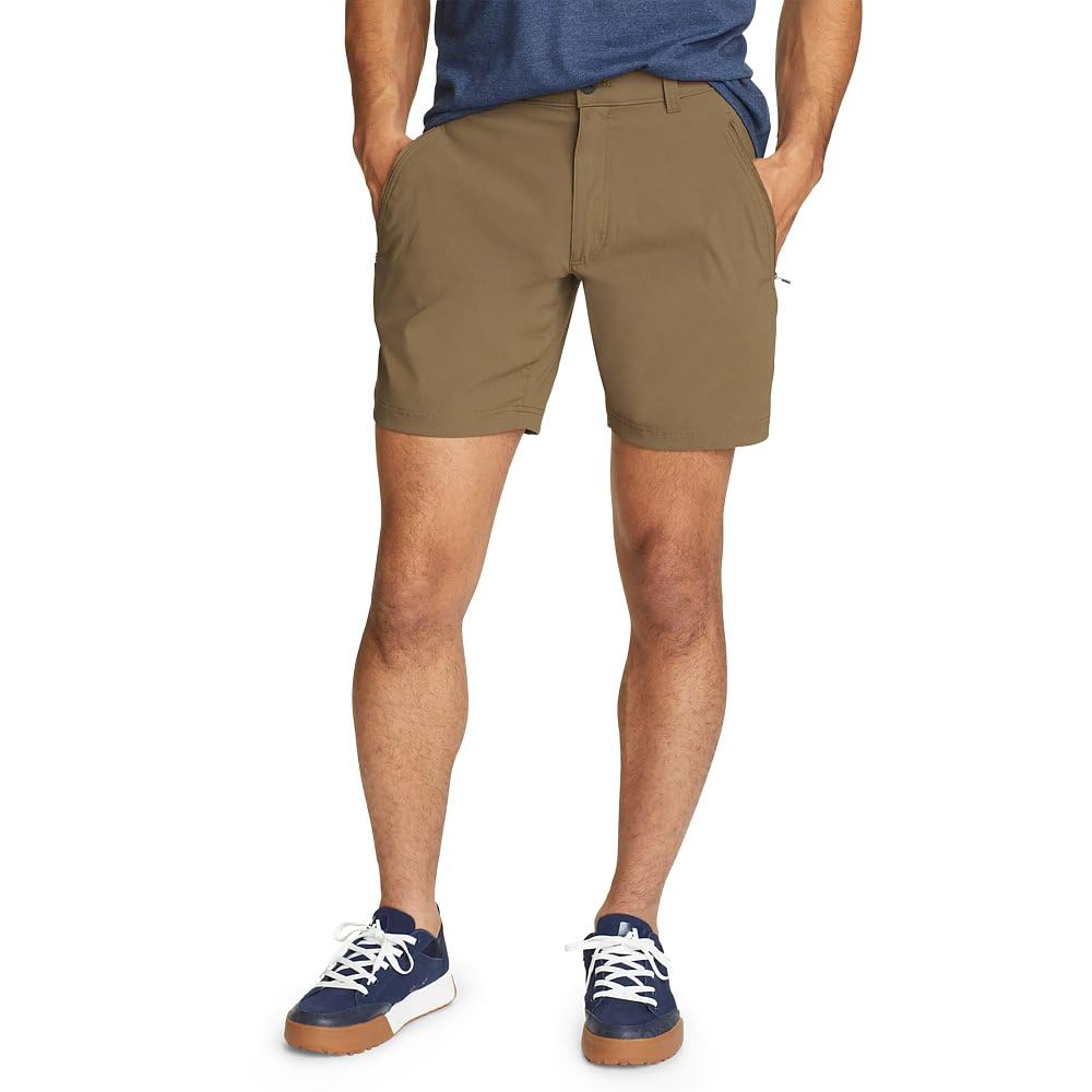 Eddie Bauer Men’s Regular Fit Horizon Guide Wander Shorts, Light Olive, 34W