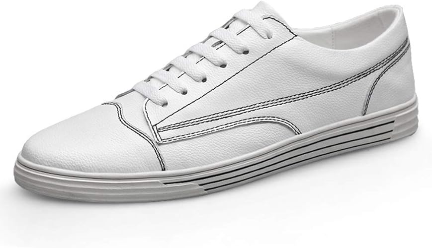 Amazon モリケイ シンプルスニーカー メンズ レザー レースアップスニーカー 本革 撥水加工 カジュアルシューズ お揃いコーデ 革靴 通気 柔軟 大きいサイズ ウォーキング ローカットシューズ 男性 23 5cmー27 5cm スニーカー