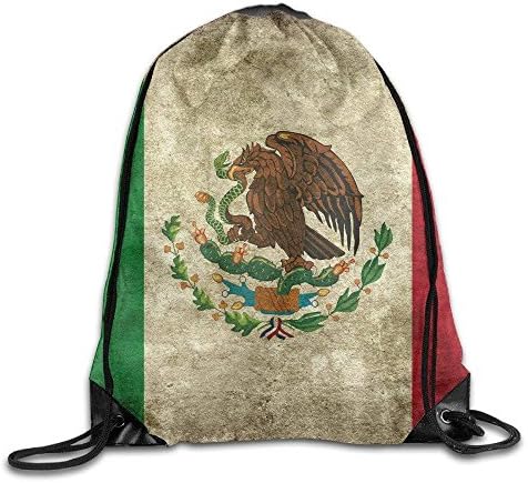 Etryrt Vintage Mexico Flag Portable Sack Bag, Drawstring Backpack, Sport Bag, Drawstring Bag For Men Women, Sport, Travel, Home, Gym, Outdoor, Activity (16.9x14.2 Inch)