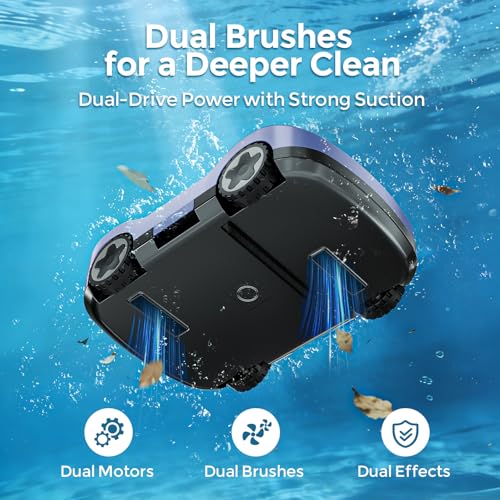 OUCAXIA C5 Cordless Robotic Pool Cleaner with 180-Min Runtime, 2.7L Large-Capacity Filter Basket, Self-Parking & Lightweight Design, for Above-Ground & In-Ground Pools up to 2,200 Sq.Ft (Lilac)