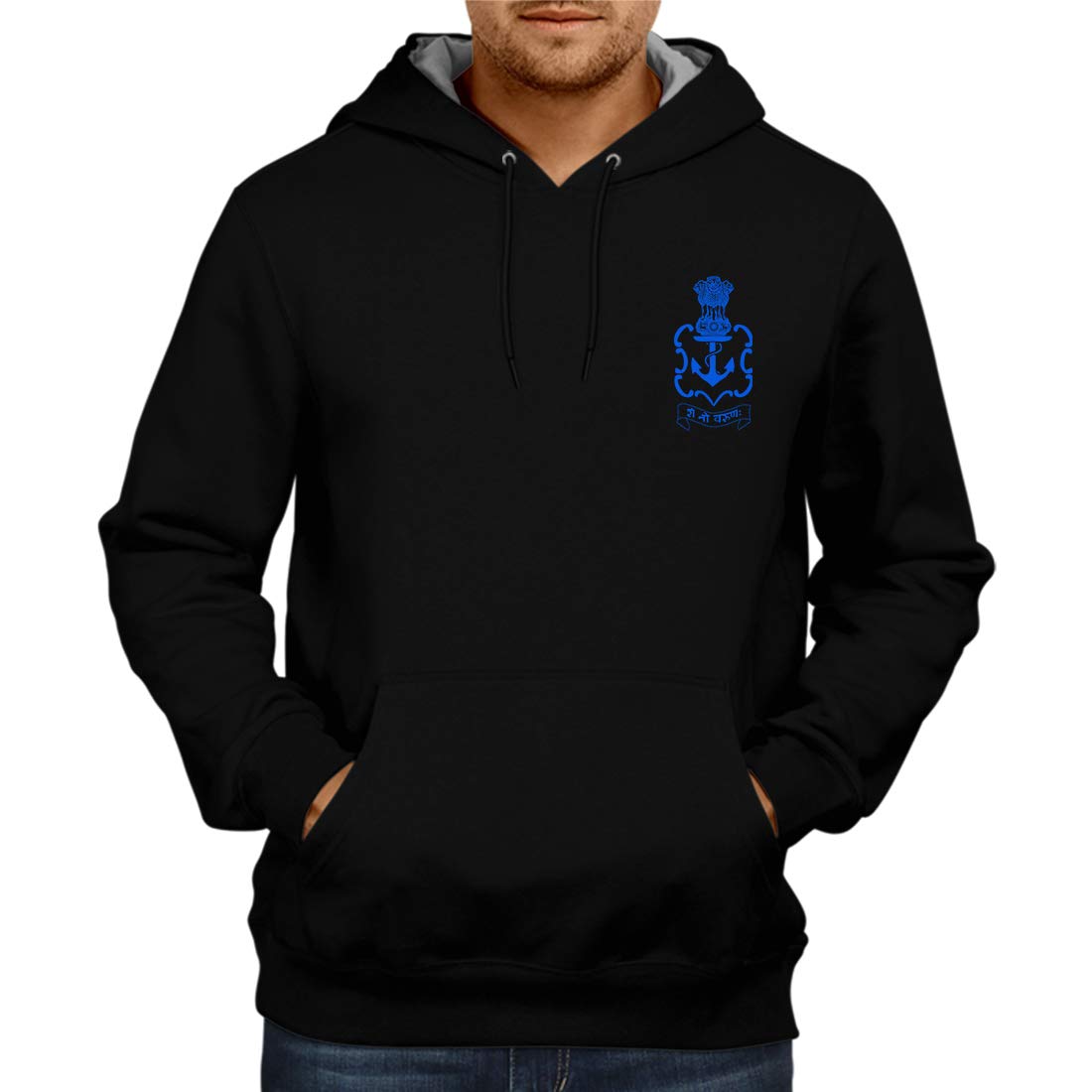 navy hoodie black jeans
