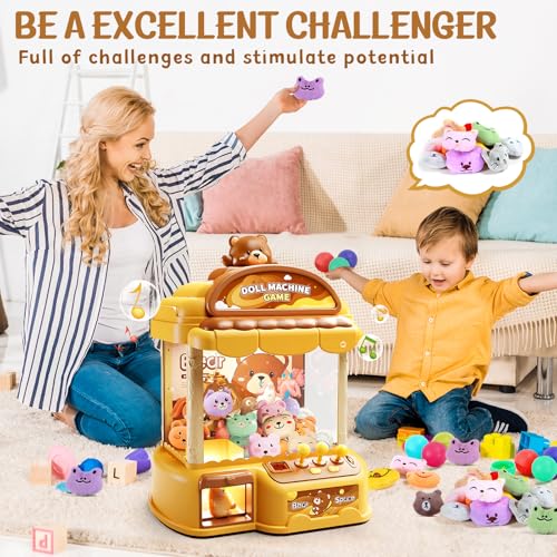 MIAOKE Large Claw Machine for Kids, Musical Electronic Arcade Game Toy | Vending Machine Adjustable Sound, Prize Dispenser Toys, Party Christmas and Birthday Gift for Girls Boys, Yellow