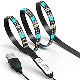 JACKYLED TV LED Light Strip 6.6Ft 60Leds LED TV Backlight Strip USB Bias Monitor Lighting RGB 5050 SMD Changing Color Strip Kit Accent Light Set for TV Desktop PC (Mini Controller)