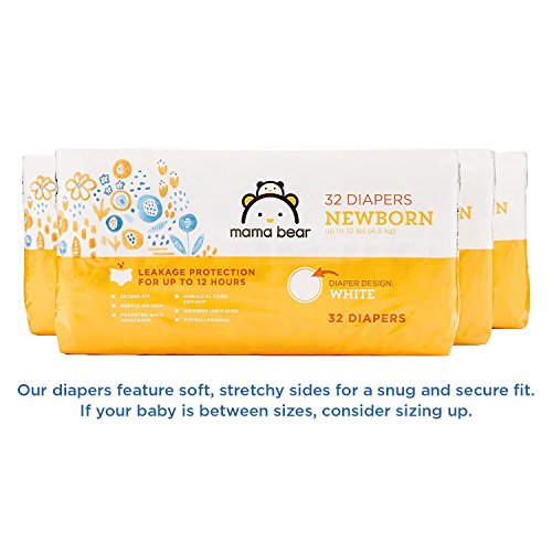 Amazon Brand - Mama Bear Diapers, Newborn, 128 Count, White Print (4 packs of 32) - Thumbnail 2