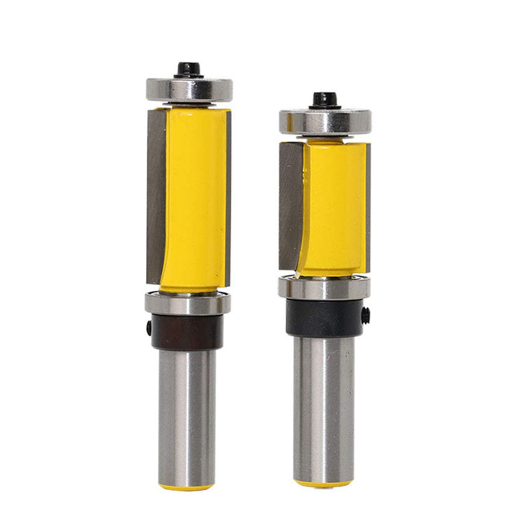 Gasea 2 Packs 1/2-Inch Shank Top & Bottom Bearing Flush Trim Pattern Router Bit Woodworking Cutter Tool 26mm & 38mm Cutting Height