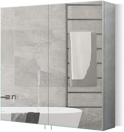 Qiyang Spiegelschrank Bad 60 Cm Breit Hangeschrank Bad Aus Edelstahl Badezimmer Spiegelschrank Badspiegel Mit Ablage Doppelturen 600 X 660 X 120 Mm Amazon De Kuche Haushalt