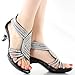 Delicacy Womens Angel-37 Strappy Rhinestone Dress Sandal Low Heel Shoes,Black,8.5
