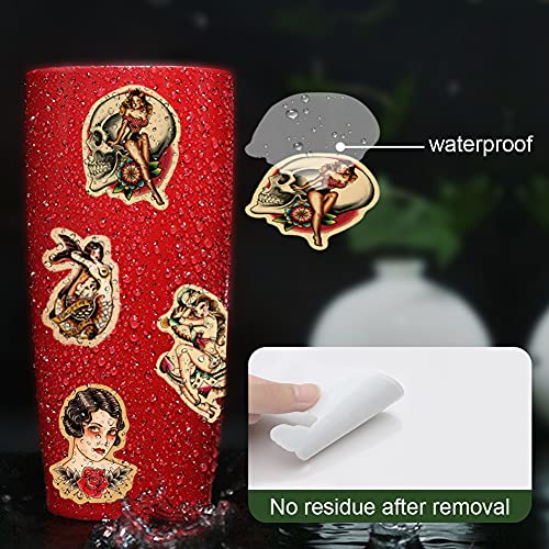 100PCS Vintage Stickers, Retro Girl Sailor Stickers Pin up Stickers Waterproof Vinyl Decals for Water Bottles Laptop Hydroflask Computer Skateboard MacBook, Trendy Decals for Teens and Adults