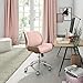 Elle Decor Ophelia Home Office Desk Chair, Mid Century Modern Bentwood Style, Ergonomic Curved Low-Back and Seat, Armless Design, Chrome Swivel Base, Upholstered in Woven Fabric, Blush Pink