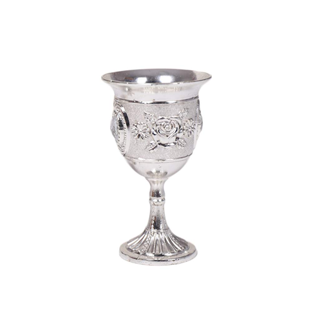 Hemoton Wine Goblet Gem Inlay Zinc Alloy Goblet Wine Cup Liquor for Home Party Bar Random Flower Silver