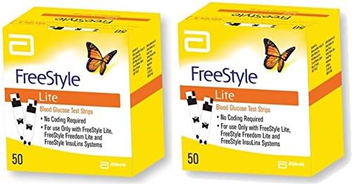 Freestyle Lite Blood Glucose Test Strips, 2 Boxes of 50