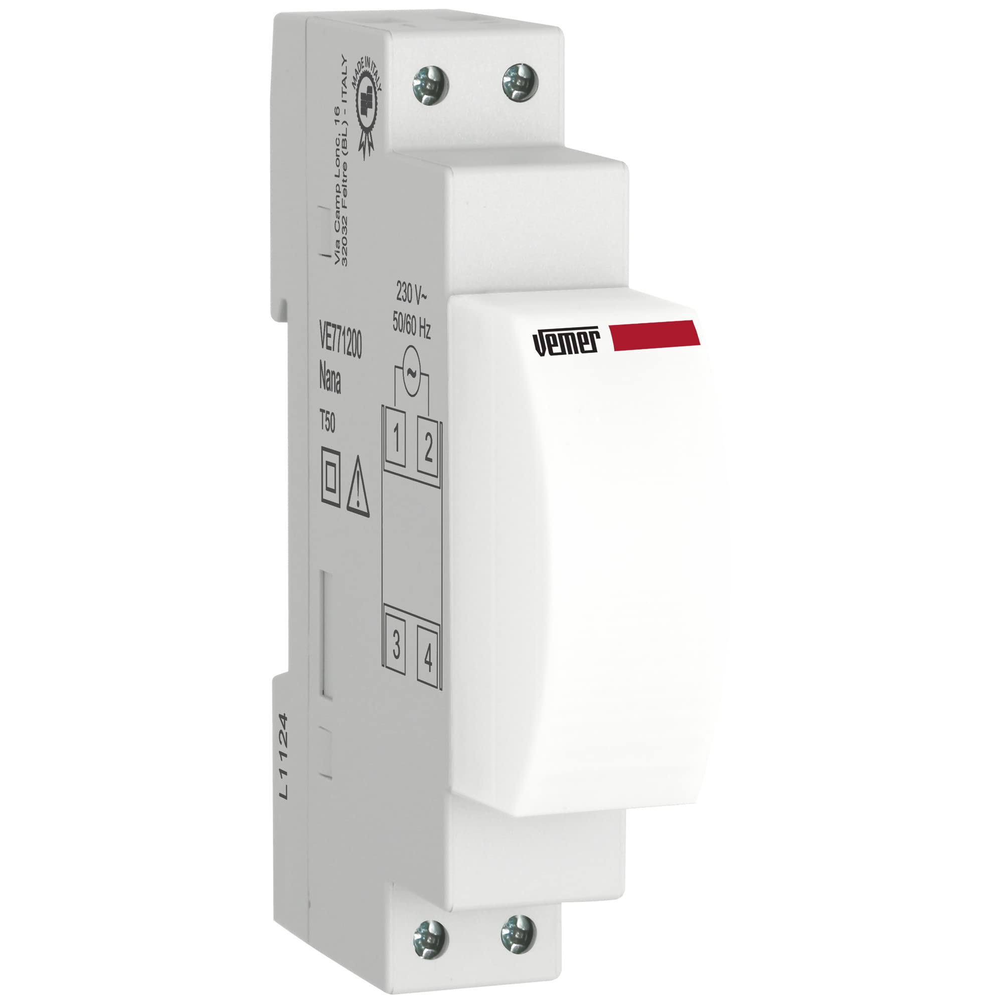 VEMER VE771200 Model Nana Emergency lamp, DIN Rail mounting, Color White