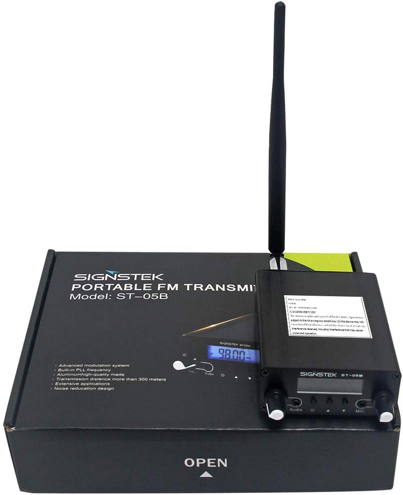 Signstek ST-05B FM Transmitter for Church, Dual Mode Long Range Stereo Broadcast with Antenna, Black: MP3 Players & Accessories
