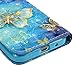 MOLLYCOOCLE Galaxy G360 Case, Blue PU Leather Wallet Case 3D Relief Pattern TPU Inner Bumper Credit Card Holders Hand Strap Cover for Samsung Galaxy Core Prime - Golden Butterfly