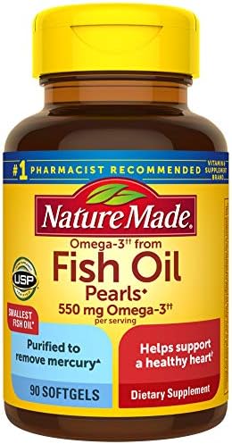 Amazon Com Nature Made Fish Oil Pearls 550 Mg 90 Softgels Fish Oil Omega 3 Supplement For Heart Health Health Personal Care