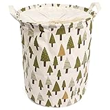 KINGSO Fabric Foldable Round Laundry Basket Hamper Closet Storage Bin Bag
