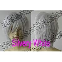 FidgetGear 14" Short Hair Wavy Heat Resistant Anime Cosplay Wig Synthetic 14G Silvery White 14 Inch Short Hair 35cm