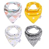 Storeofbaby 4 Pack 100% Cotton Baby Bandana Drool Bib for Boys and Girls Shower Gift Set , Super Absorbent